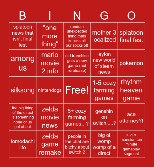 direct june 2024 Bingo Card