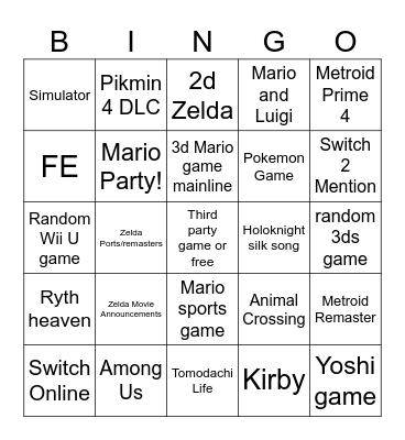 Direct Game Bingo Card