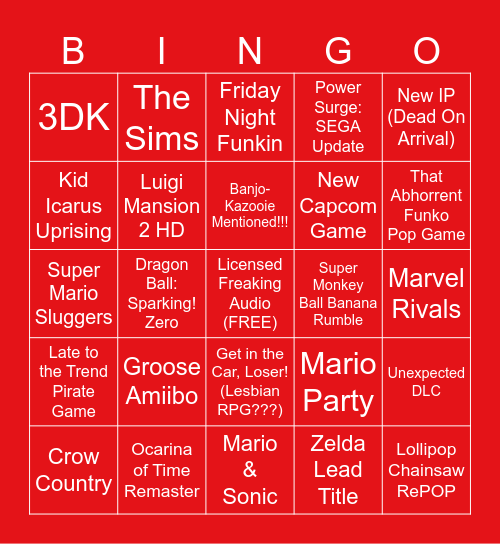 Birthday Direct Bingo Card