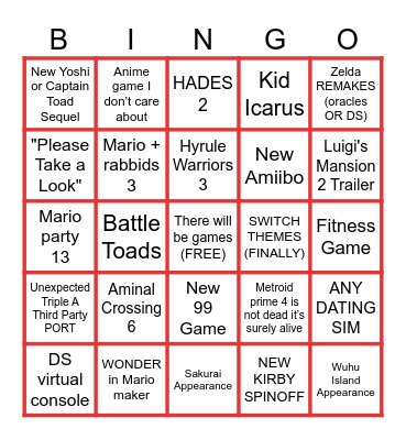SHcMOOK Direct Bingo Card