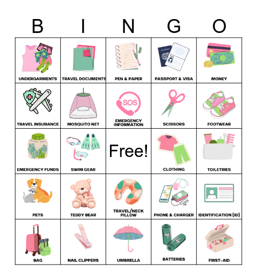 Travel Bingo 2 Bingo Card