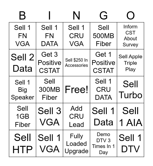 Rivergate Bingo Card