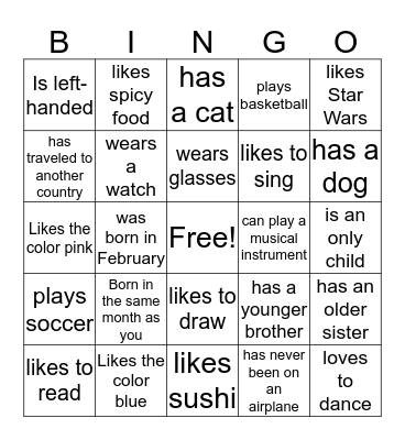 Ice Breaker Bingo Card