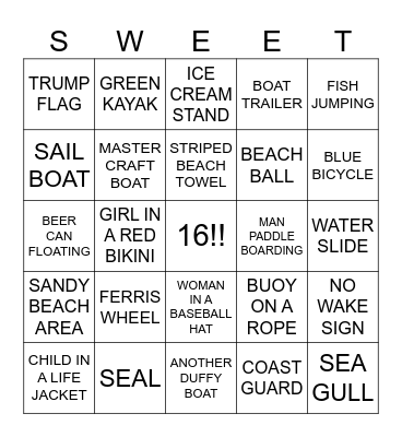 Sweet 16 Bingo Card