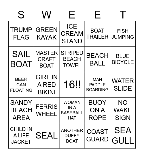 Sweet 16 Bingo Card