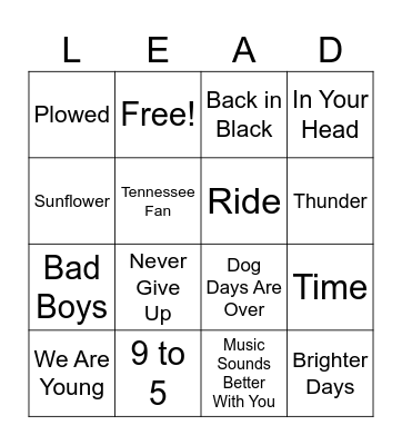Leadstitution Bingo Card
