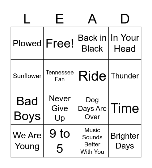 Leadstitution Bingo Card