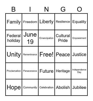 Juneteenth Bingo Card