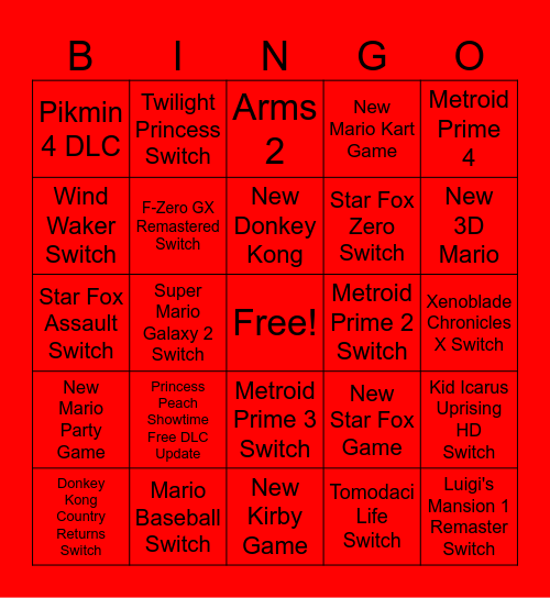 Nintendo Direct Bingo 6/18/2024 Bingo Card