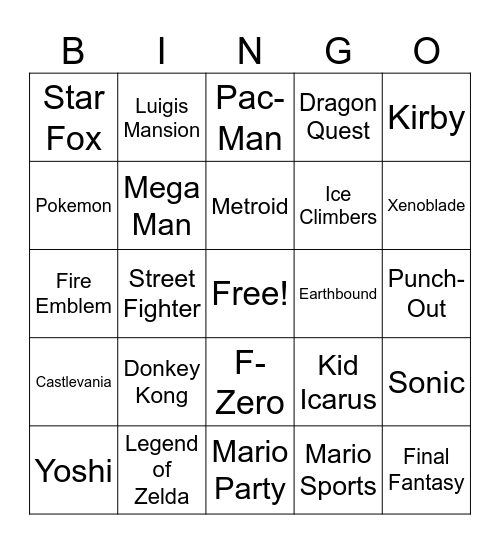 June 18 Nintendo Direct Wishlist Bingo Card