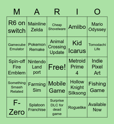 Nintendo Direct Summer 2024 Bingo Card