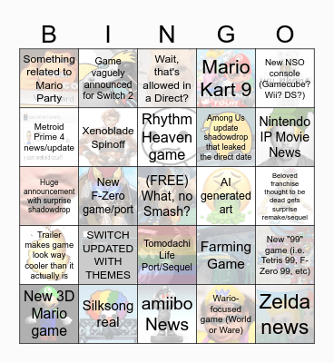 Nintendo Direct Bingo 6/18/2024 Bingo Card