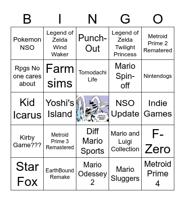 Nintendo Direct Bingo Card