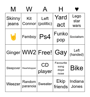 Thomas Bingham Bingo Card