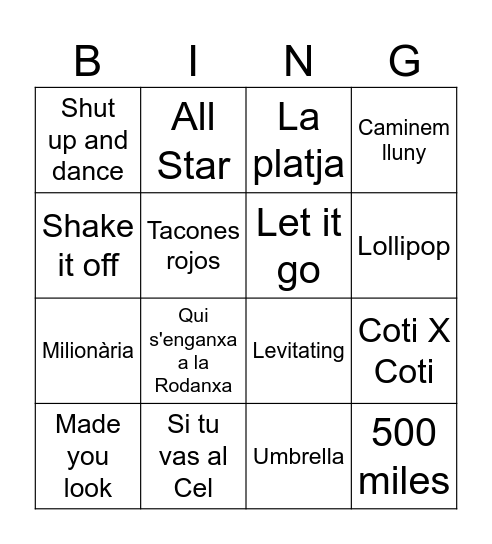 Bingo Final Bingo Card