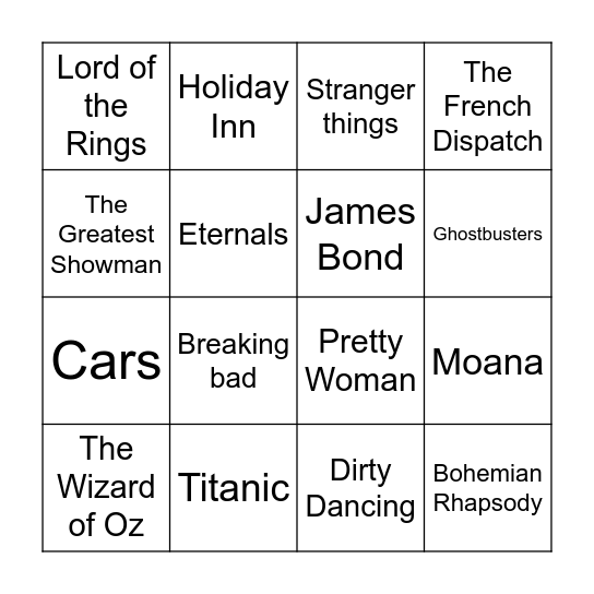 Music Bingo Card