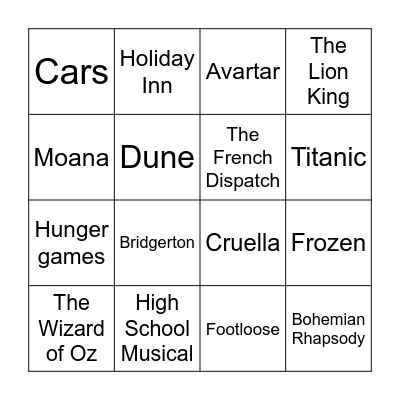 Music Bingo Card