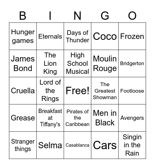 Music Bingo Card
