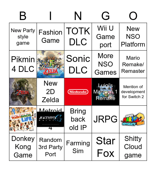 Nintendo Direct June 2024 Bingo Card