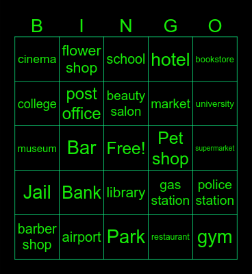 place Bingo Card