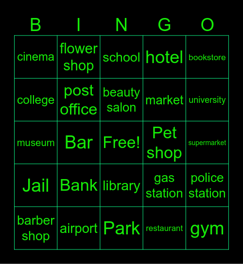 place Bingo Card