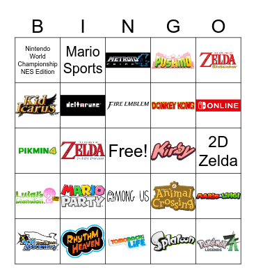 Nintendo Direct Prediction Bingo Card