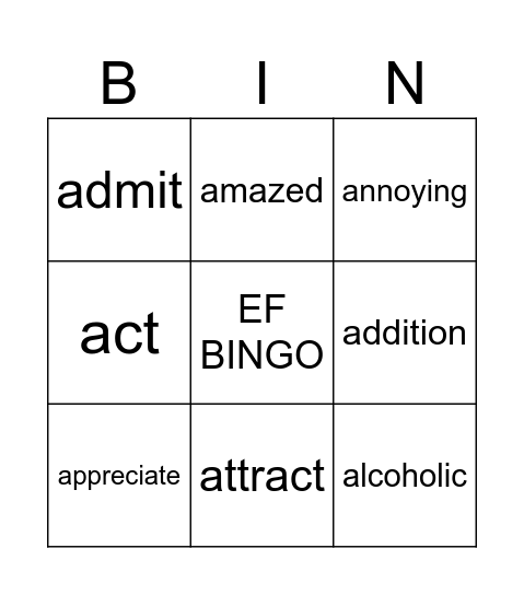 EF Bingo Card
