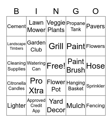 Cashier Bingo Card