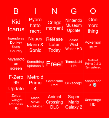 Nintendo Direct 18.06 Bingo Card