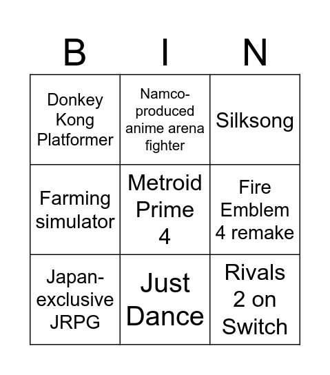 Direct 18/06/24 Bingo Card