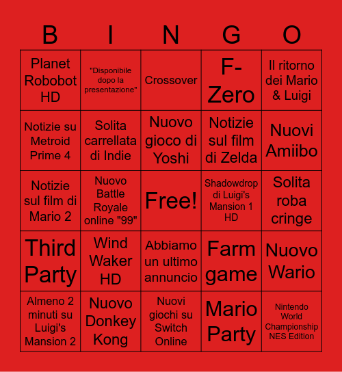 Nintendo Direct 18/06/14 Bingo Card