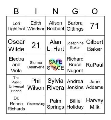 PRIDE BINGO Card