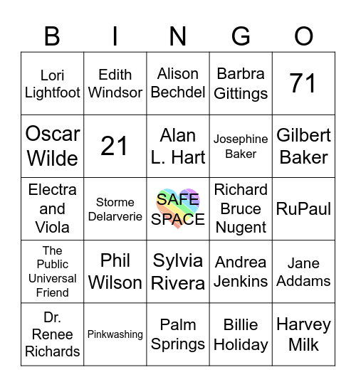 PRIDE BINGO Card