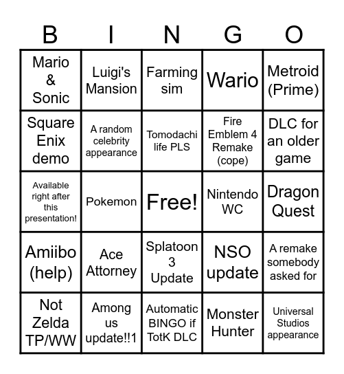 Direct June 2024 Bingo Card