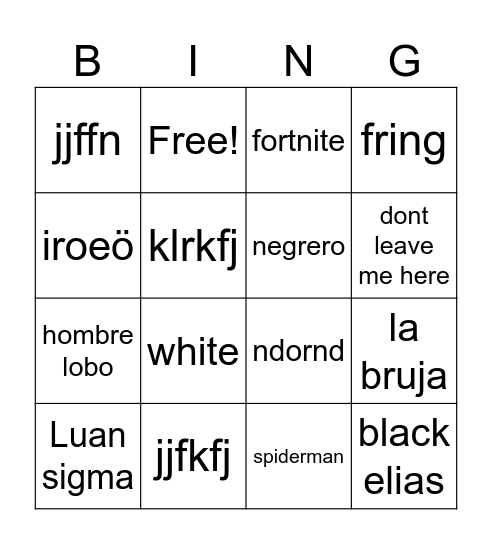 Untitled Bingo Card