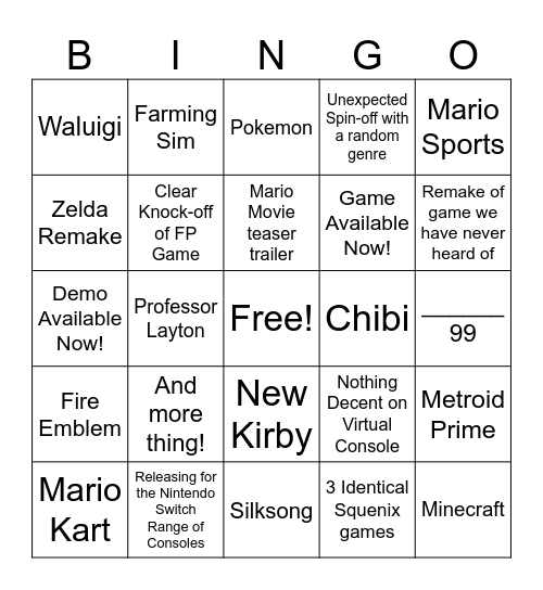 Direct Bingo Card