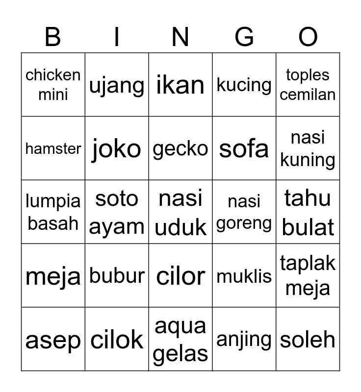 punya gyuvin Bingo Card