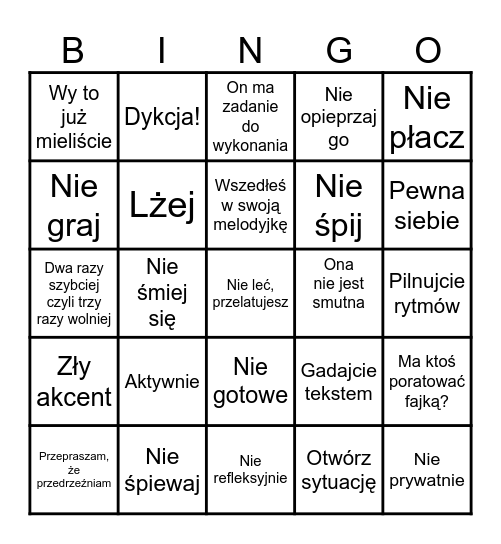 Reżyseria: Piotr Urbaniak Bingo Card
