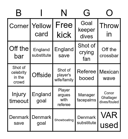 Football Bingo Card