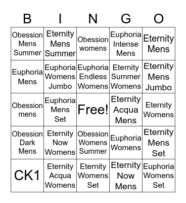 Fragrance Bingo Card