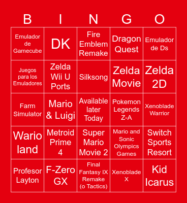 NINTENDO DIRECT JUNE 18TH 2024 Bingo Card