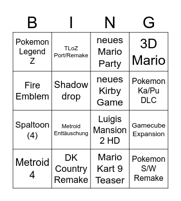 direct Bingo Card