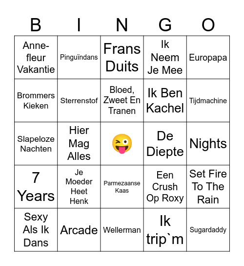 muziek bingo Card