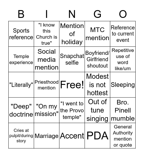 36th Ward Bingo Card