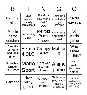 Nindo Direct Bingo Card