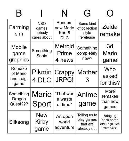 Nindo Direct Bingo Card