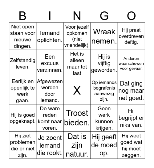 Figuurlijk taalgebruik  Bingo Card