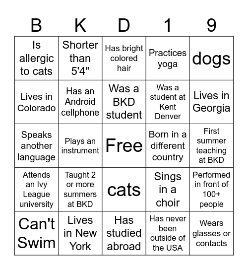 Breakthrough Bingo Card