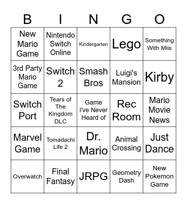 Nintendo Direct 06/18/24 Bingo Card