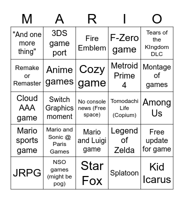 WINTENDO DUBRECT (June 18th, 2024) Bingo Card